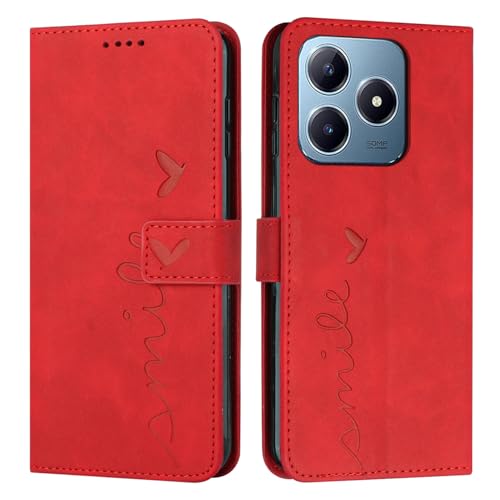 �X�}�z�P�[�X �Ή��@�� for Realme C63 4G / C61 4G,�Ή��@�� for Realme Narzo N63 / Note 60 �X�g���b�v�y�J�[�h�z���_�[�t�����z �}�O�l�b�g�o�b�N�� �t���b�v�L�b�N�X�^���h�J�o�[�zRed