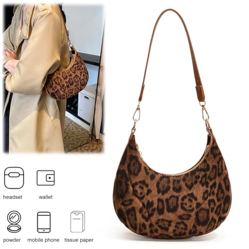 Shoulder Bag for Women Leopard Print Underarm Bag PU Leather Zipper Closure Trendy Hobo Bag for Work Travel3