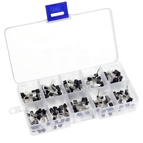 MTDELE 200Pcs 10 Values Transistor kit BC327 BC337 2N2222 2N2907 2N3904 2N3906 S8050 S8550 A1015 C1815 PNP NPN Power General Purpose Transistors