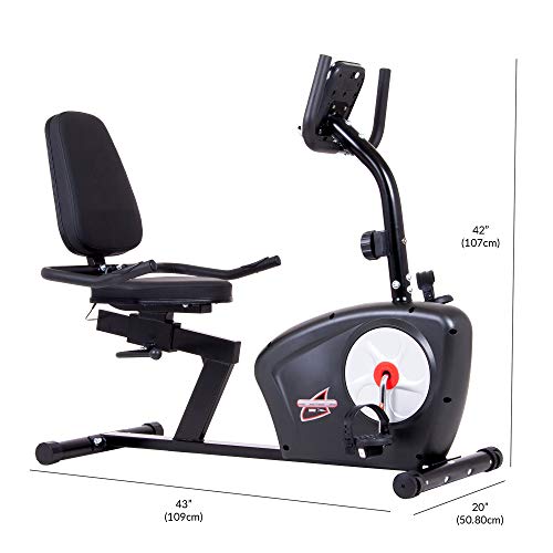 Body Champ Magnetic Recumbent Bike, Low-Impact Gym Equipment for Home, Indoor Cycle Machine and Stationary Bike for Cardio Fitness BRB2866, Black, Gray, Silver, Red
