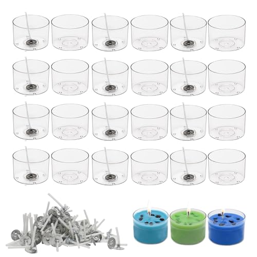 Tea Light Candle Holders, 60 Pcs Tealight Holders, Candle Moulds Jars with 120 Pcs Candle Wicks, Candle Making Kit for Decoration Birthday Gifts