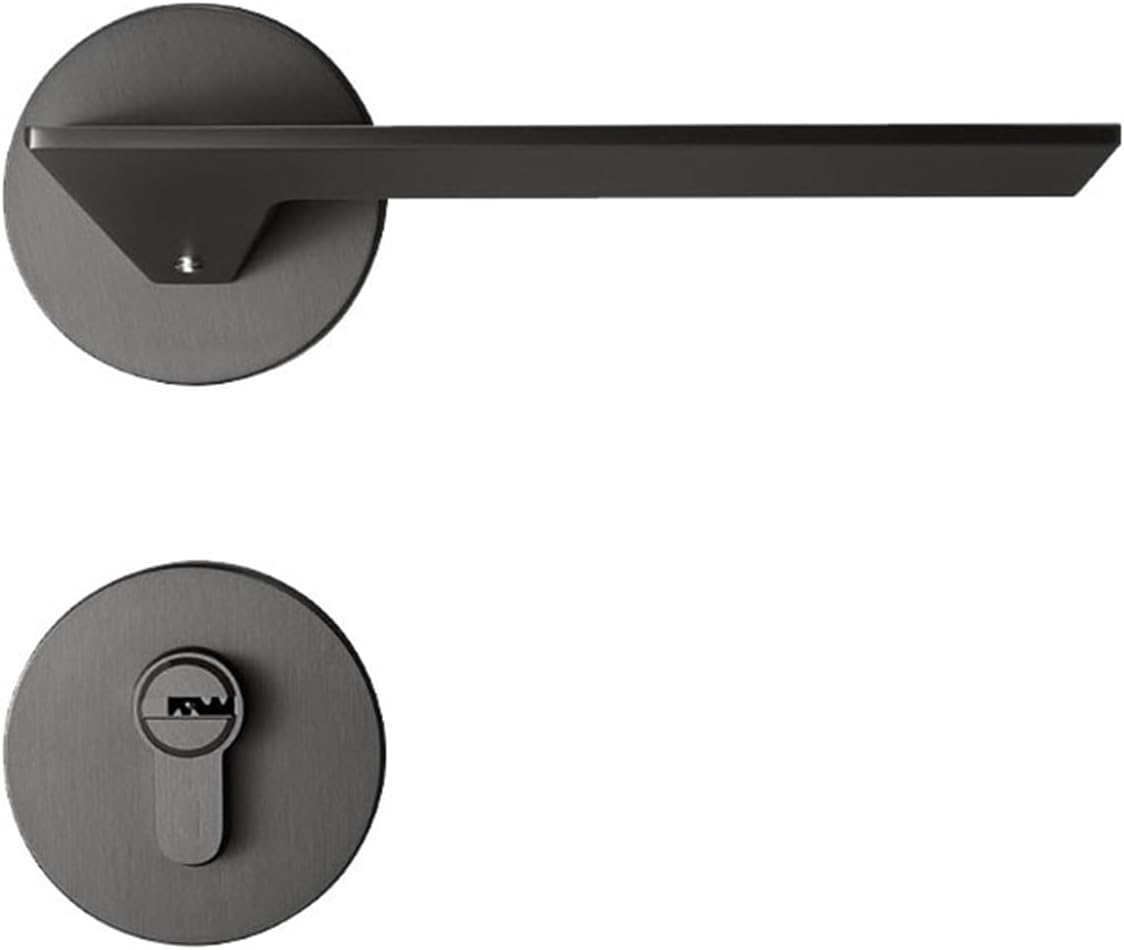 Gray Door Lock Modern Minimalist Bedroom Silent Solid Wood Black Split zinc Alloy Magnetic Door Lock Hardware Integrated(Gray Steel 5845 Magnetic)