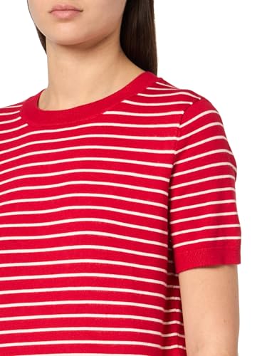Image of Nautica Women's V Neck Stripe Short Sleeve Sweater