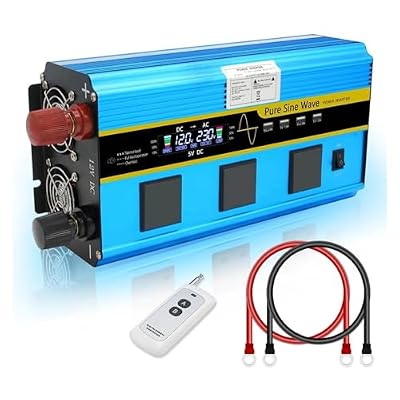 LIBODD 6000W Dc 12V 24V to Ac Voltage Convertor Transformer LCD Display 4Usb Power Inverter(12V 60Hz)
