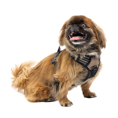 Ferplast Pettorina Cane Taglia Piccola, 2 Ganci per Massimo Controllo, Anti Tiro, Pettorina Cane Regolabile, Riflettente, Traspirante, Imbracatura Cani ideale per Addestramento S, Beige