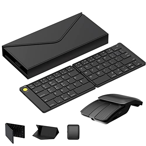 Wireless Foldable Keyboard Mouse Combo: Eirix Bluetooth Ultra Slim Travel Keyboards And 2-In-1 Sliding Silent Mouse,Business Portable Protective Case, Compatible With Macbook, Windows,Android #TOP30