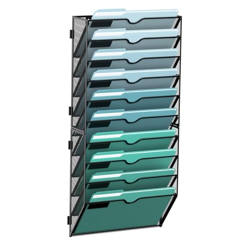 SUPEASY 10-Tier Wall File Organizer, Hanging Wall Files for Papers,