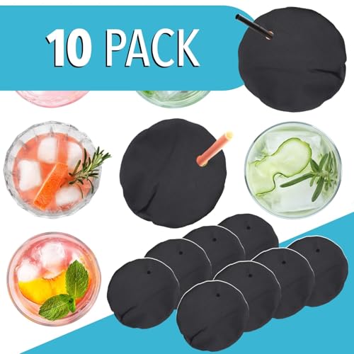 IMPRESA [10-Pack] Reusable Drink Protectors - Fabric Covers for Alcohol Protection - Wine Glass Protectors - Black Cup Covers by IMPRESA - Used condition - Image 5