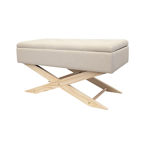 THE HOME DECO FACTORY - HD3709 - Banc avec Rangement Beige - 79,5 x 39,5 x 41,5 cm