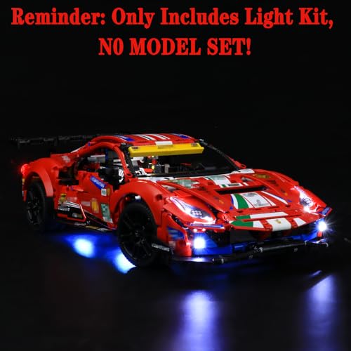 MENZAVA LED Light Set Compatible with LEGO 42125 Ferrari 488 GTE “AF Corse #51” Technic Building Blocks Model - Model Set NOT Included - Image 4