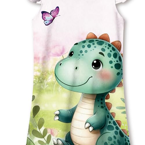 Girls Dress 2PCS Toddler Girl Dress Cute Flower Girl Dress Ruffle Sleeve Cat Dresses for Little Girls 2-12Y4