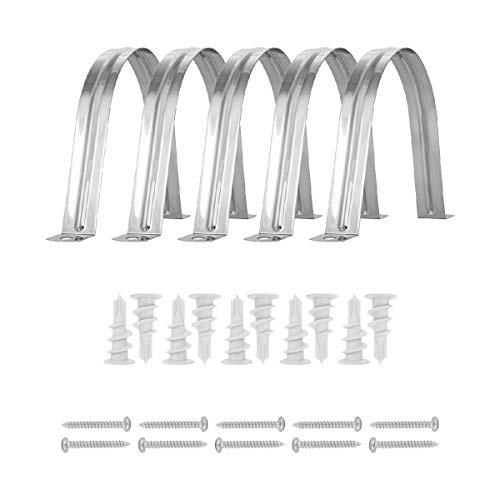 POWERTEC 70264 Stainless Steel Hose Hangers with Self Tapping Drywall Anchors and Screws, 2-1/2 inch, 5 Set