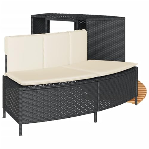 Miniatura 5 de Xichuzi Borde Bañera Hidromasaje Madera Acacia Y Ratán Sintético Negro, Yacuzzi Exterior Hinchable Piezas De Recambi, Borde Para Bañera De Hidromasaje Spa - 365612