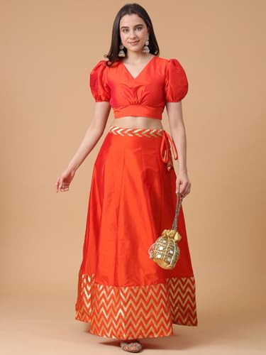Image of Frolic Rolic Premium Silk V-Neck Blouse Readymade Saree Blouse - Designer Puff Sleeve Blouse for Wedding