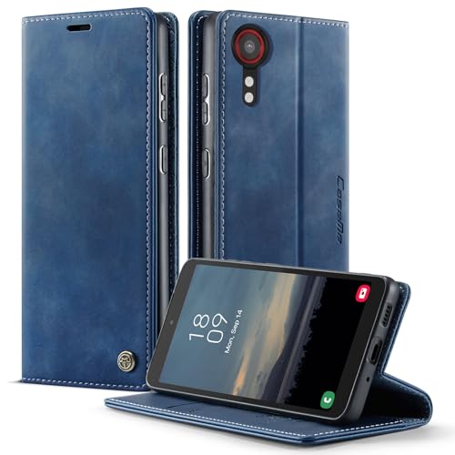 owlhold Handyhülle für Samsung Galaxy Xcover 5 hülle Xcover5 flip case Premium PU RFID Lederhülle Faltbare Handytasche Schutzhülle Kartenfach Standfunktion hülle Samsung Galaxy Xcover 5 5G - Blau
