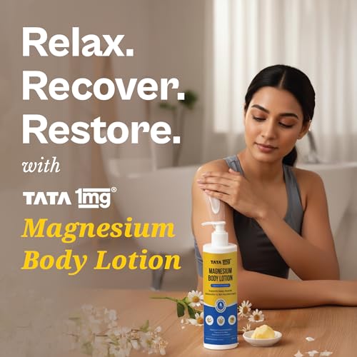 Image of Tata 1mg Magnesium Body Lotion | Topical Body Lotion for Sleep, Muscle Relaxation & Recovery | Enriched with Chamomile, Shea Butter & Vitamin E | Dermatologically Tested | 250ml