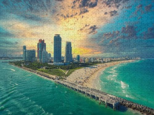 South Beach Miami 500 Piece Jigsaw Puzzle - 16x20 Inch Florida Scene Puzzle For Adults