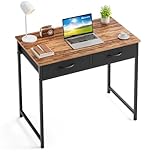 WOHOMO Small Computer Desk with Drawers, 31.5 Inch Rustic Vanity Desk with Storage, Home Office Computer Desks for Small Spaces, Modern Work Writing Study Table, Rustic