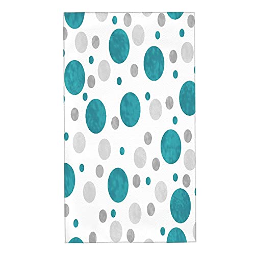 Covasa Polka Dot Hand Towels For Bathroom Set Of 2 Blue Aqua Teal Gray Polka Dots Pattern Abstract Circles Classic Contemporary Design Soft Absorbent Kitchen Towels Face Towel For Gym Spa,15.7"X27.5" #TOP11