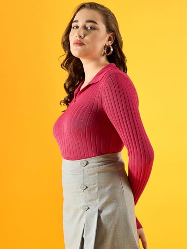 Image of 98 Degree Women Pure Cotton Collar Neck Sweater Has A Full Sleeve & Straight Hem-AW25AZG1165-BLACK