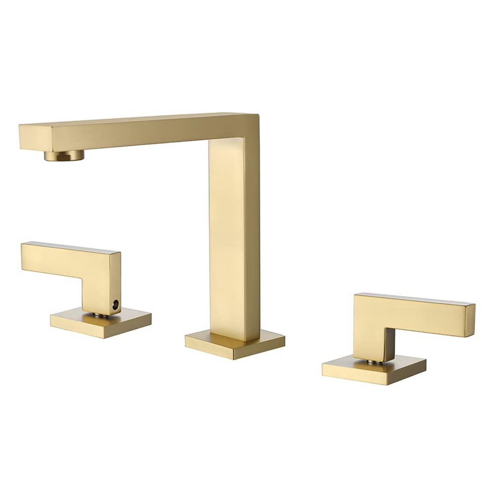 Buy Krone Brushed Brass Bathroom Faucet, 2 Handle Widespread Bathroom
