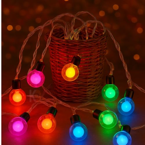 Image of K D String led Light 20 led Doubleball Multicolor String Lights - Doubleball Glass 12ft String led Light for Diwali /Navratri /Christmas Indoor & Outdoor Decoration (String Ball Double Multi)