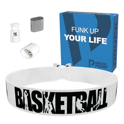 Basketball weiß Stoffarmband - Wasserfestes Satinarmband - Sportliches Accessoire für Basketball-Fans - Geschenk für Sportbegeisterte - Unisex Sportarmband - Basketball-Zubehör