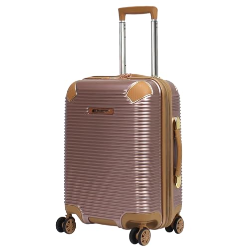 Image of Rocklands® Expandable 4 Wheel ABS-PC Hard Shell Luggage Suitcase TSA Lock (Rose Gold, Small (Carry on) 55 x 39 x 24 cm)