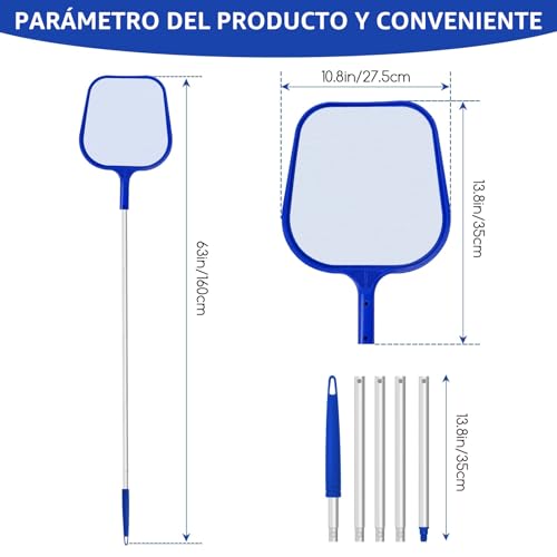 Miniatura 2 de Jsdoin Recogehojas Para Piscinas Profesional,Kits De Skimmer Piscinas Con 1.2m Barra Telescópica Para Spas, Natación, Pozos, Para Piscinas Claras, Leaves Y Debris
