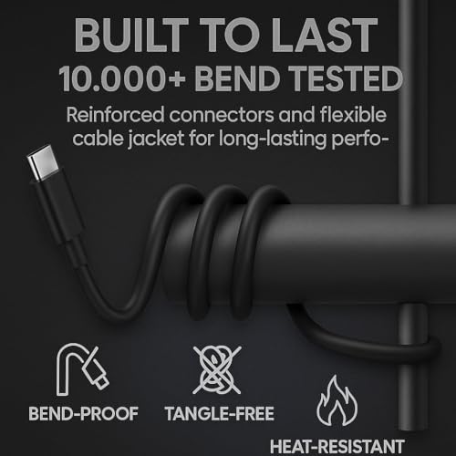 Image of USB-C to USB-C TurboPower Fast Charging Cable | 1m | Black | compatible with Moto Edge | Moto G Series | Durable Data Sync Charging Cable