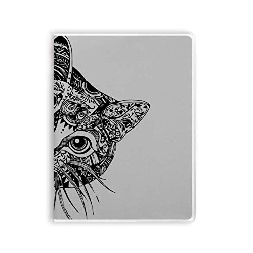 Carnet tête de chat noir à couverture souple A5 pour notes quotidiennes