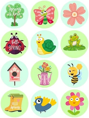 Amazon.com: Wonmon 360 PCS Happy Spring Stickers for Kids, Round Hello ...