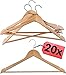Produktbild Praknu 20 Kleiderbügel aus Natur Holz mit Steg | 360° Drehbarer Haken mit Hosenstange | Garderobenbügel