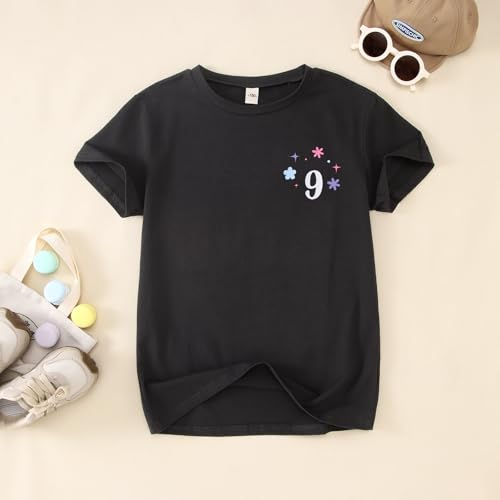 9th Birthday Shirt Girl On Cloud Nine Graphic Tee 9 Year Old Birthday Party T-Shirt Girl Summer Short Sleeve Top4