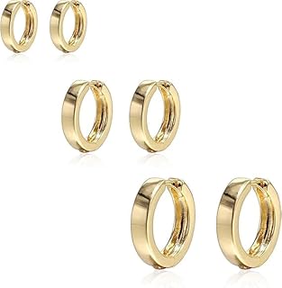 اقراط حلقية دائرية مطلية بالذهب عيار 18 قيراط خفيفة الوزن ومضادة للحساسية للبنات والنساء من فيروز جوليري