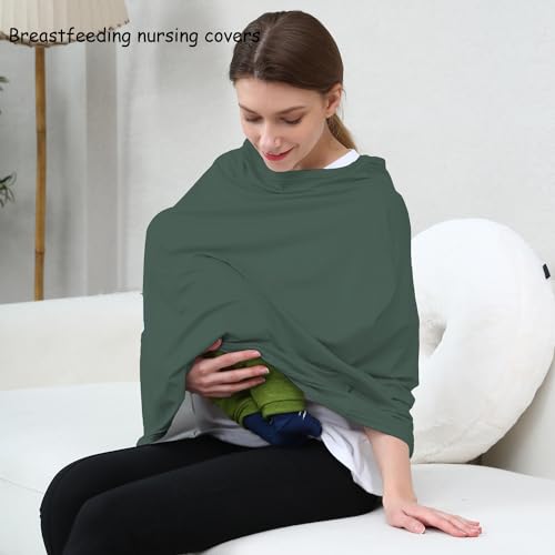 Image of Car Seat Cover Baby for Nursing, Baby Breastfeeding Cover Carseat Canopy Covers, Solid Color Multi-use Nursing Cover for Babies (Roman Green)