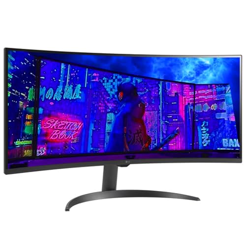 Image of LG 34 Inch WQHD (3440x1440) Curved Smart Monitor, 100Hz, HDR10, 99% sRGB, webOS 23, Screen Share, Built-in Speakers, AirPlay 2, Flicker Free, Includes Wireless Screen Mirroring, HDMI, USB-A,Black