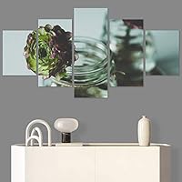 SIGNWIN 5 Panel Canvas Wall Art Modern Art Bohemian Bouquet Colorful Cool Floral Group Multicolor Photography Realism for Home Decorations Ready to Hang - 60