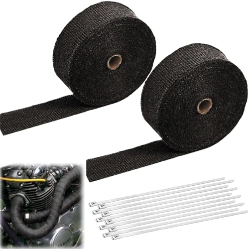 Cinta de protección,Cinta Anticalorica para Escapes,2pcs Cinta de Escape Termica Moto,Banda para Cabecera de Escape Aislante,para Colectores de Escape de Moto y Coches También
