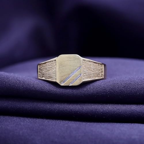 AFFY Men's Two-Tone Zeus Signet Ring in 14K Gold Over 925 Sterling Silver2