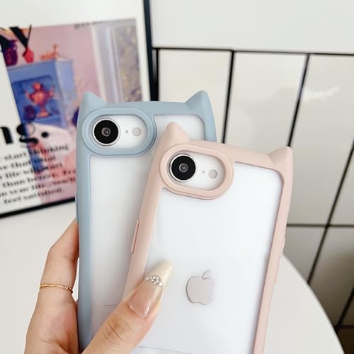 iPhone16E用 猫耳ケース みみ シンプル携帯ケースアイフォンケース iphone 韓国 くすみカラー シルエット 肉球形サイドボタン 猫好き PC クリア 手にフィット 透明 可愛いおしゃれ シンプルおしゃれ TPU かわいい スマホケース SE 人気 アクキー アクスタ 滑り止め 薄型 軽量 耐衝撃 レンズ保護 便利 猫 ケース 格安 (ピンク, Iphone16e)
