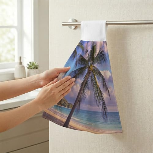 Toallas de cocina colgantes de palmera tropical: juego de 2 paños de mano súper suaves 6