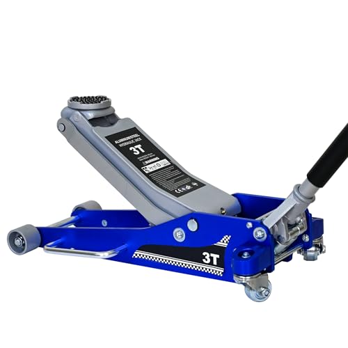 3 Ton Professional Floor Jack Hydraulic Aluminum Iron Horizontal Quick Lift Floor Jack Heavy Duty Steel Service Jack 3-Ton (6600 lb) Capacity for Shop Trucks Garage Home Lifting Range 4.3"-20" Blue