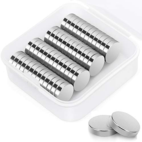 50 szt. magnesów neodymowych, okrągłe mocne magnesy 12 mm x 3 mm, do tablic, lodówki, rzemiosła, tablicy ogłoszeń lub magnesu na zdjęcia
