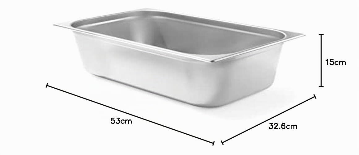 HENDI Bac Gastronorme, GN 1/1, résistance thermique -40 °C à 300 °C, utilisable dans des fours à convection, des réfrigérateurs, des bain-maries, des chafing dishes, 21L, 530x325x(H)150mm, inox