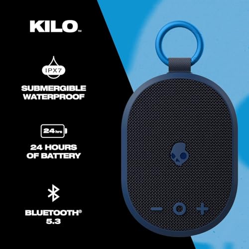 Image of Skullcandy Kilo XT Wireless Bluetooth Speaker - IPX7 Waterproof Mini Bluetooth Speaker with 24 Hour Battery, Downward Firing Passive Radiator, and True Wireless Pairing - Perfect for Outdoor (Navy)