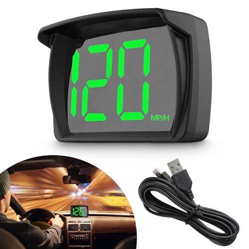 Goerpn Digital Speedometer Car HUD Head Up Display MPH GPS Windscreen Large Font Display Speedometer Car Speed Limit Alert Fatigue Driving Alarm for Car Truck SUV Motorcycle USB Plug & Play