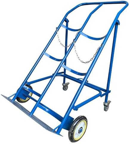 Heavy-Duty Foldable Dual Cylinder Trolley Cart on Wheels - Steel Holder for Hospital, Factory, Laboratory Use - 100cm Height, Portable & Durable Design