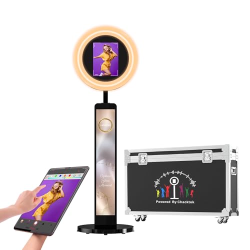 HARZHI Portable Photo Booth Compatible with Ipad, for Ipad Photo Booth Shell Stand Stand Provide Chacktok Photo Booth Software for Party and Wedding, Free Custom Logo, Flight Case