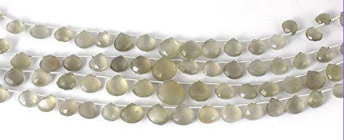 1 Strand Natural Light Grey Moonstone Faceted Heart Shape Briolette Beads 6X6-12X12Mm Gemstone Beads,7" Long Strand #TOP4